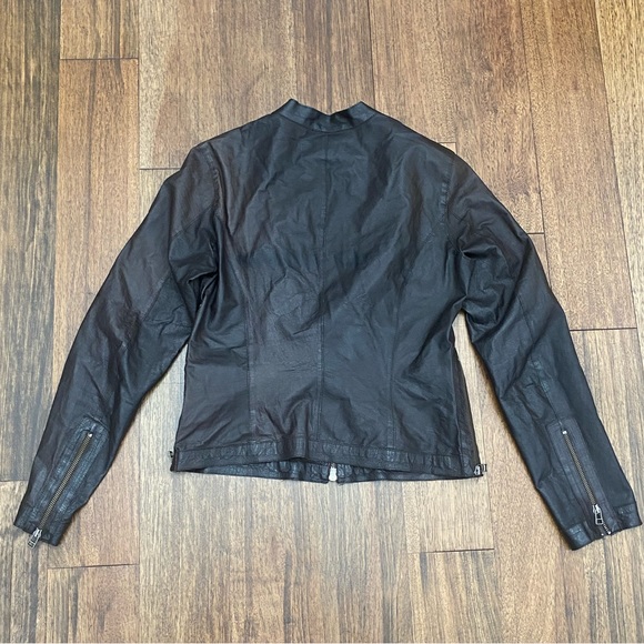 Calvin Klein Women’s brown 100% leather jacket Sz Small - Picture 4 of 5